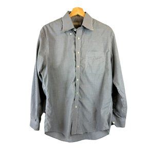 Nordstrom Black White Check Gingham Traditional Fit Button Down Shirt 15.5 33